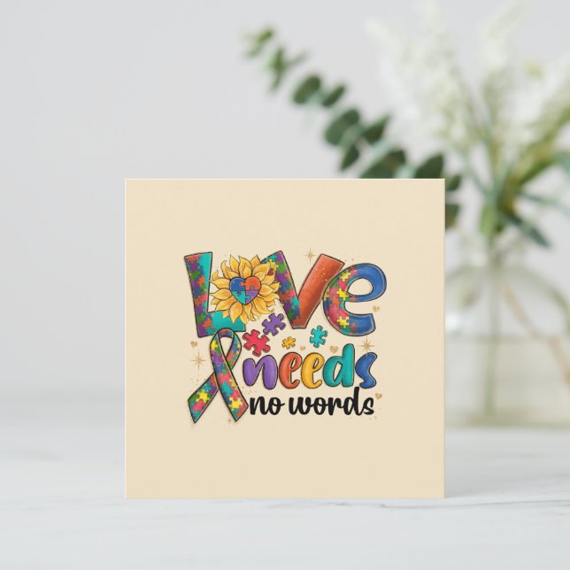 Love Needs No Words - Autism Awareness Sunflower (Standing Front)