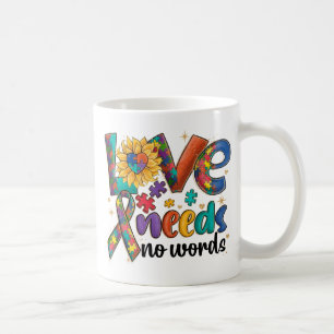 Love Needs No Words - Autism Awareness Sunflower Coffee Mug