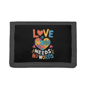Love Needs No Words Autism Awareness Tri-fold Wallet