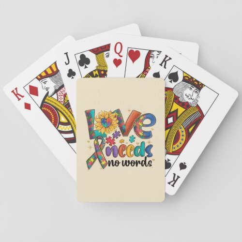 Love Needs No Words Autism Drawstring Bag Poker Cards