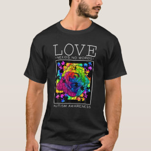 Love Needs No Words Colorful Puzzles Autism Awaren T-Shirt