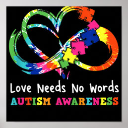 Love Needs No Words Heart Puzzle Autism Awareness Poster