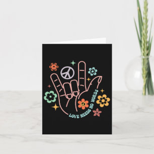 Love Needs No Words Retro Hand Sign Groovy Autism  Card