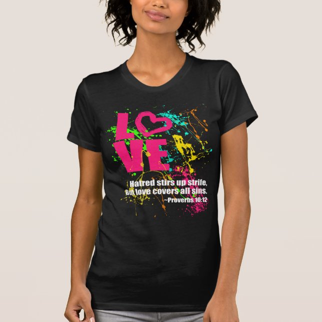 Love Neon Bright Colors Christian Women's Shirt (Front)