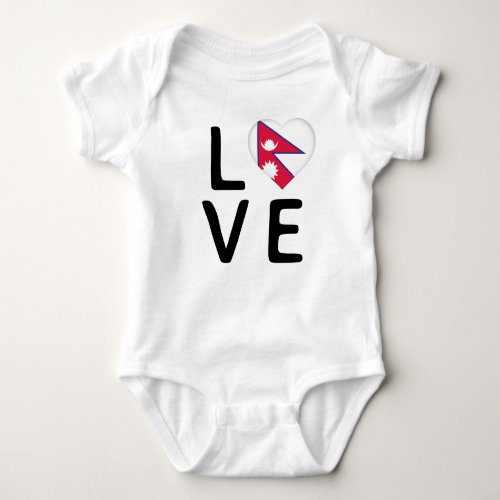 Love _ Nepal Flag Baby Bodysuit