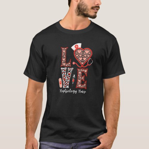 Love Nephrology Nurse Stethoscope Heart Leopard Fo T_Shirt