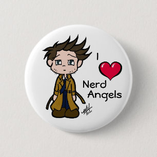 Love Nerd Angels Button