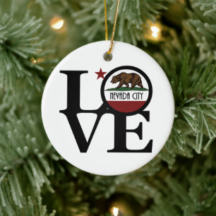 LOVE Nevada City California Ceramic Ornament