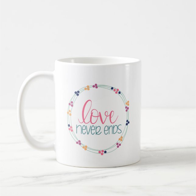 Love Never Ends Coffee Mug (Left)