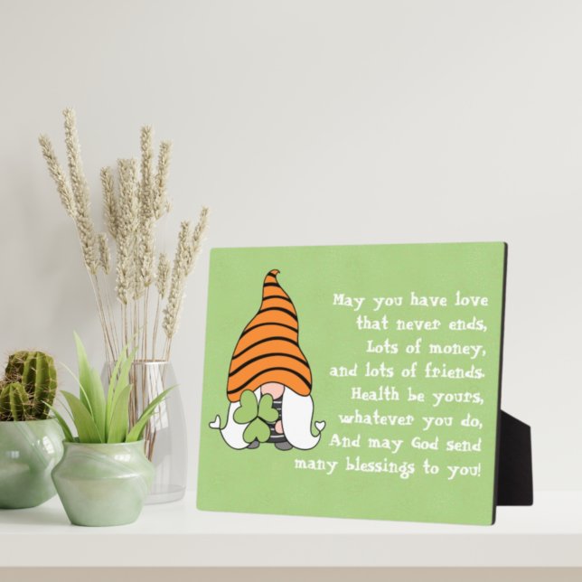 Love Never Ends Gnome Irish Blessing Tabletop  Plaque (Creator Uploaded)