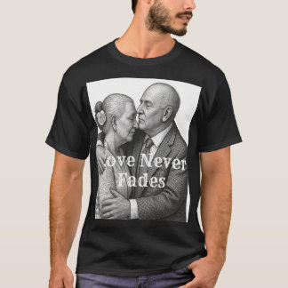 Love Never Fades Vintage Woodcut Engraving Anniver T-Shirt