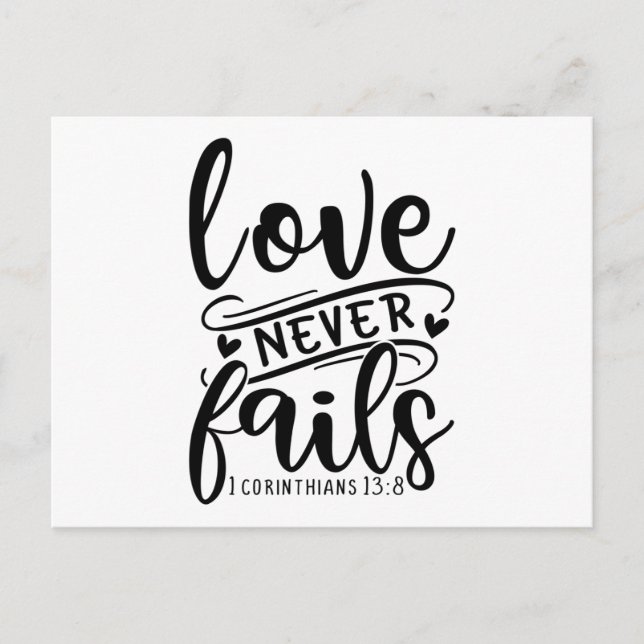 Love Never Fails 1 Corinthians 13 8-01 Invitation Postcard (Front)