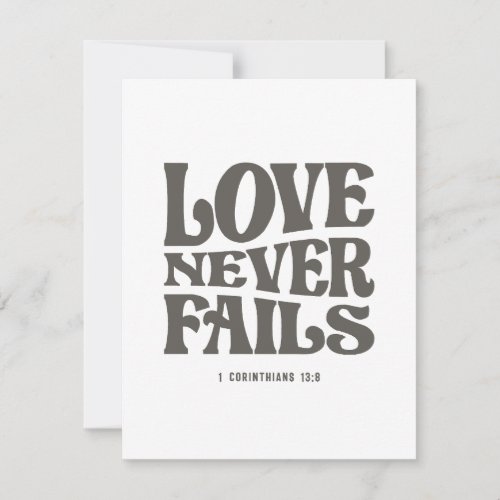 Love Never Fails 1 Corinthians 138 Bible Verse  Note Card