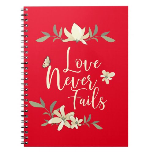 Love Never Fails 1 Corinthians Bible Scripture Notebook