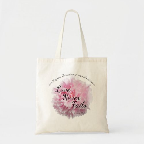 LOVE NEVER FAILS 2019 JW REGIONAL CONVENTION TOTE BAG