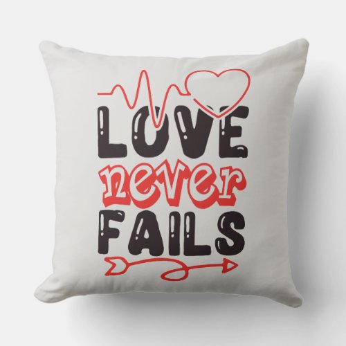 Love never fails 20X20 throw pillow