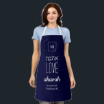 LOVE NEVER FAILS | Ahavah | אהבה Hebrew Apron<br><div class="desc">Simple, elegant Apron with the word LOVE written in Hebrew, plus placeholder Scripture verse. All text is CUSTOMIZABLE, so you can personalize by, for example, replacing the Scripture with your name or favorite message. At the top there is a CUSTOMIZABLE MONOGRAM, which you can replace with your own. Ideal gift...</div>