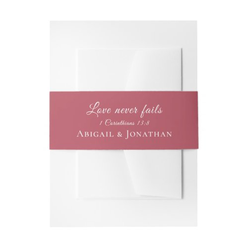 Love Never Fails Bible Verse Christian Wedding Invitation Belly Band