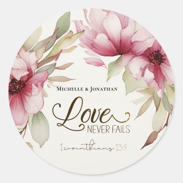 Sticker Mural Personnalisé - Citation Biblique 'LOVE Never Fails', Déco Murale Couleur