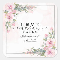 Love Never Fails Bible Verse Pink Flowers Greenery