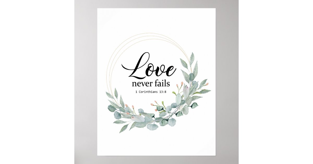 Scripture Walls Love Never Fails 1 Corinthians 13:4-8 Christian Wall A -  Express Your Love Gifts