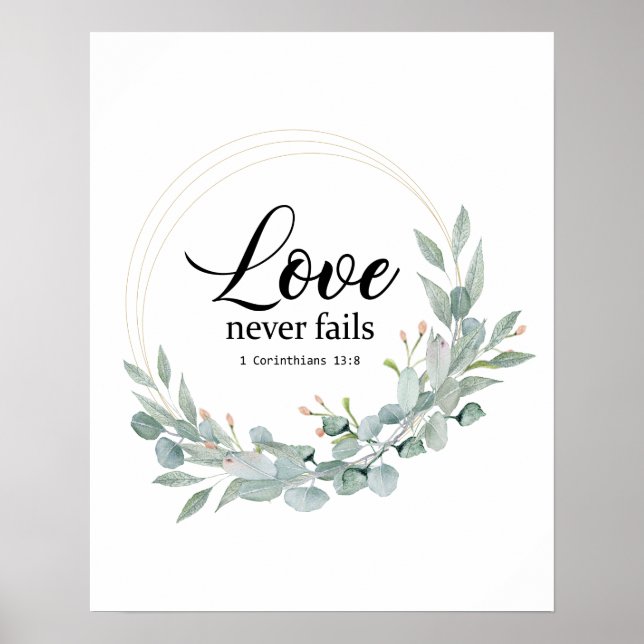 LOVE NEVER FAILS, BIBLE VERSE POSTER (Front)