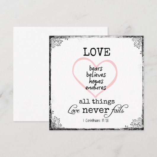 Love Never Fails Bible Verse Wedding (Front/Back)