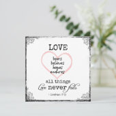 Love Never Fails Bible Verse Wedding (Standing Front)