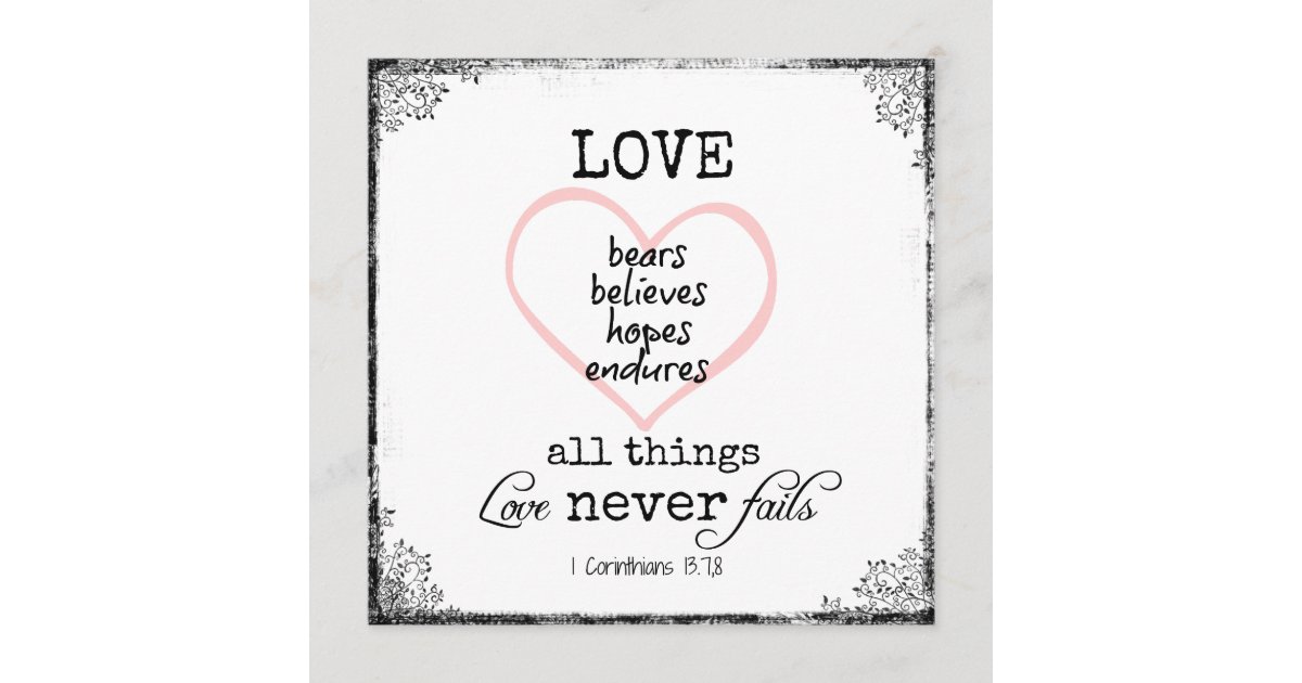Love Never Fails Bible Verse Wedding Zazzle