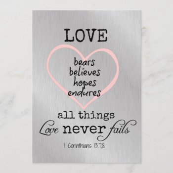 Love Never Fails Bible Verse Wedding Invitation by Christian_Quote at Zazzle
