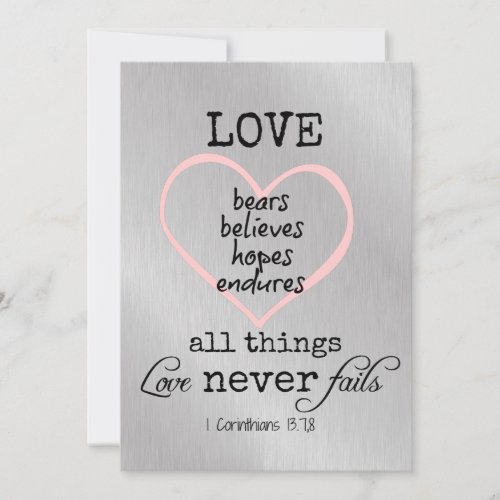 Love Never Fails Bible Verse Wedding Invitation