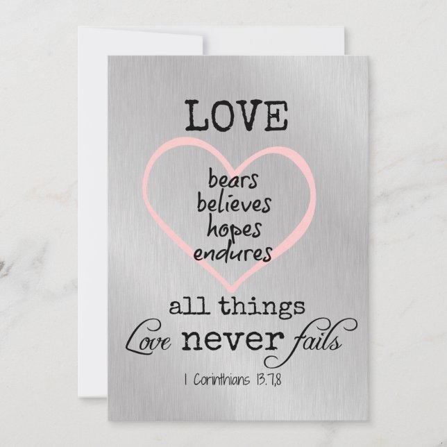 Love Never Fails Bible Verse Wedding Invitation (Front)