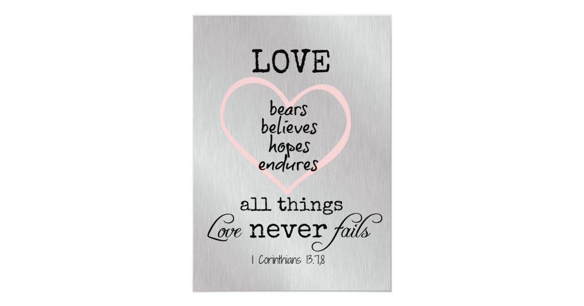 Love Never Fails Bible Verse Wedding Invitation Zazzle Com