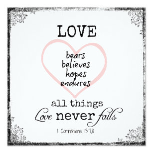 Love Never Fails Bible Verse Wedding Invitation Love Never Fails Bible Verse Wedding Invitation