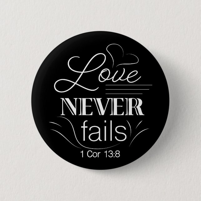 Love Never Fails black Button (Front)