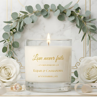 Love Never Fails Catholic Bible Verse Wedding Scented Candle
