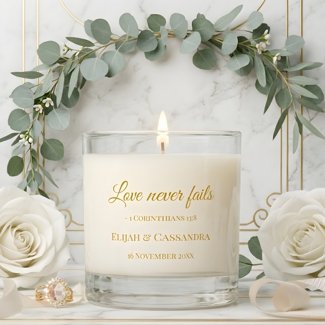 Love Never Fails Catholic Bible Verse Wedding Scented Candle (Love Never Fails Catholic Bible Verse Wedding Scented Candle)