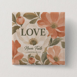 LOVE NEVER FAILS Christian Wedding Gift Button