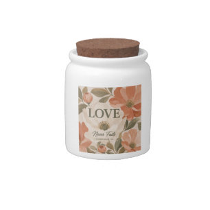 LOVE NEVER FAILS Christian Wedding Gift Candy Jar