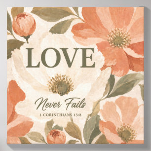 LOVE NEVER FAILS   Christian Wedding Gift Canvas Photo Tile