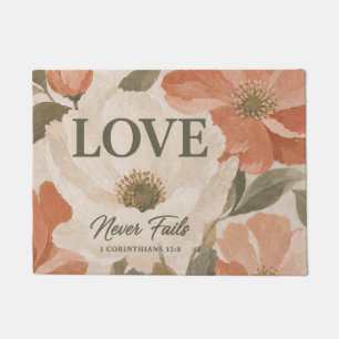 LOVE NEVER FAILS Christian Wedding Gift Doormat