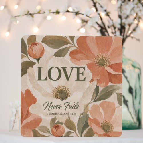 LOVE NEVER FAILS | Christian Wedding Gift Foam Board