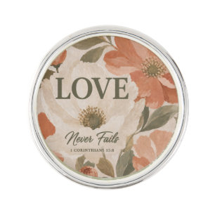 LOVE NEVER FAILS Christian Wedding Gift Lapel Pin