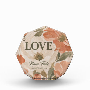 LOVE NEVER FAILS Christian Wedding Gift Photo Block
