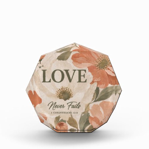LOVE NEVER FAILS | Christian Wedding Gift Photo Block