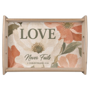 LOVE NEVER FAILS   Christian Wedding Gift Serving Tray