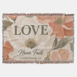 LOVE NEVER FAILS Christian Wedding Gift Throw Blanket