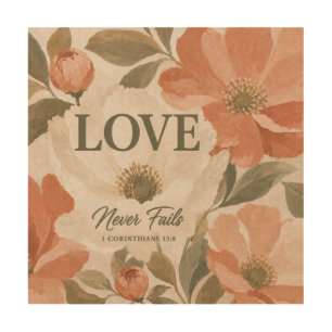 LOVE NEVER FAILS   Christian Wedding Gift Wood Wall Art