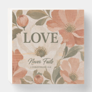 LOVE NEVER FAILS Christian Wedding Gift Wooden Box Sign