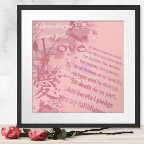 Love Never Fails Collage Wedding Vows Poster